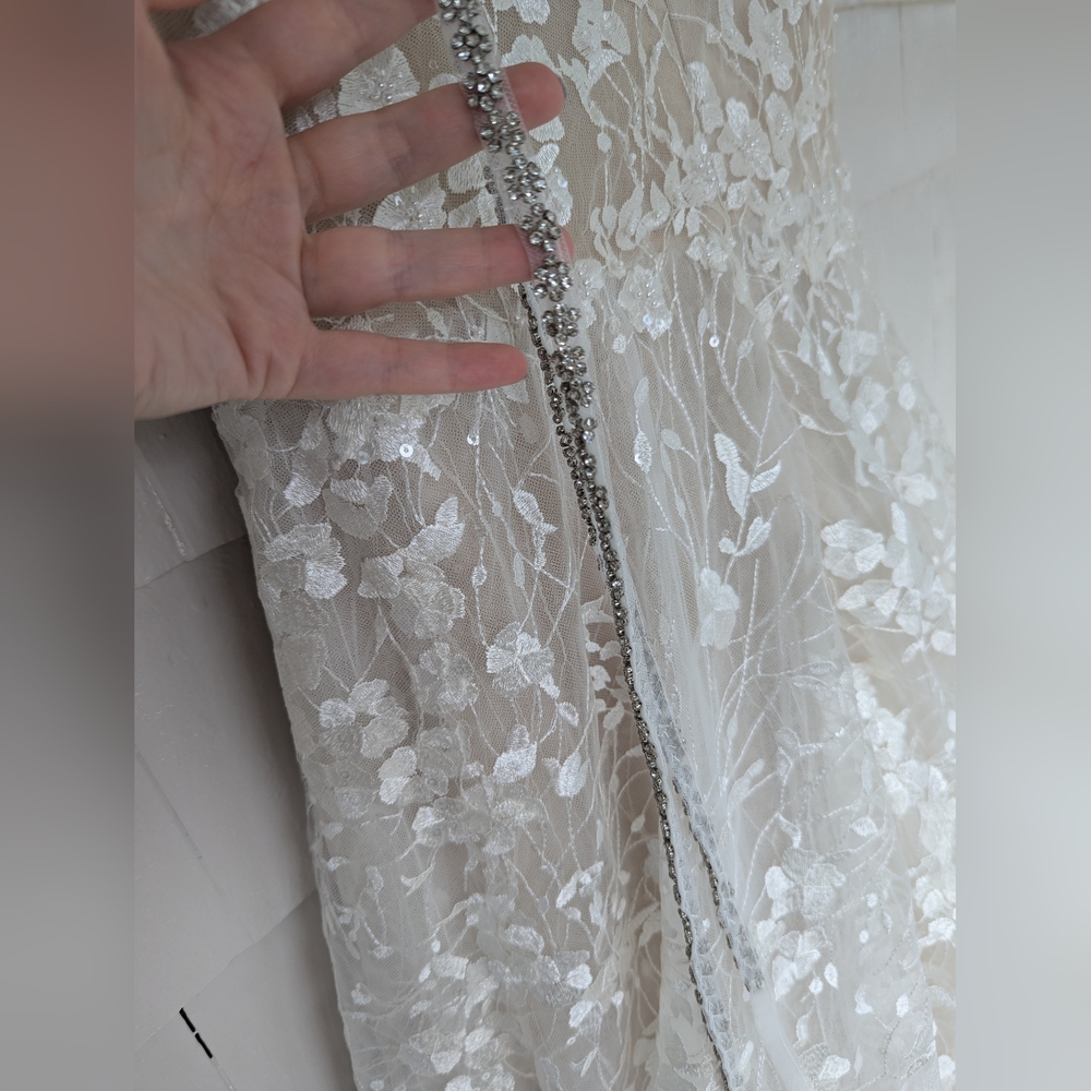 New! Darryl Jagga Hannah A-Line Floral Applique Wedding Dress Embellished Belt - Picture 9 of 16